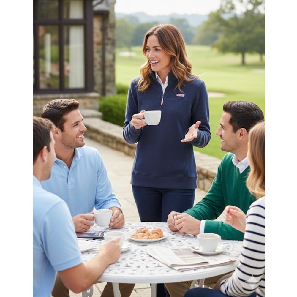 Vineyard Vines Women’s Navy Quarter Zip Pullover M French Terry Shep Shirt